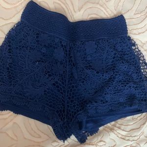 Womens navy blue high waisted shorts